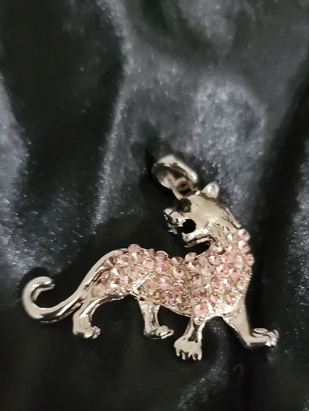 Pink Crystal Lion Brooch